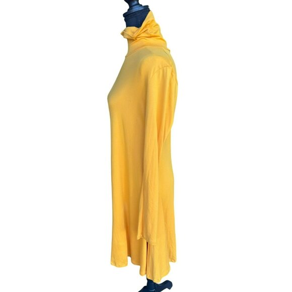 NWT Capella Yellow Minimalist Lagenlook Long Sleeve Turtleneck A-Line Dress  M - Picture 7 of 8